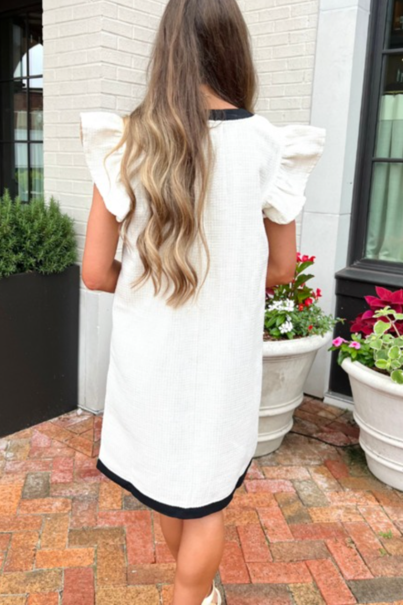 Tweed Bow Button Dress