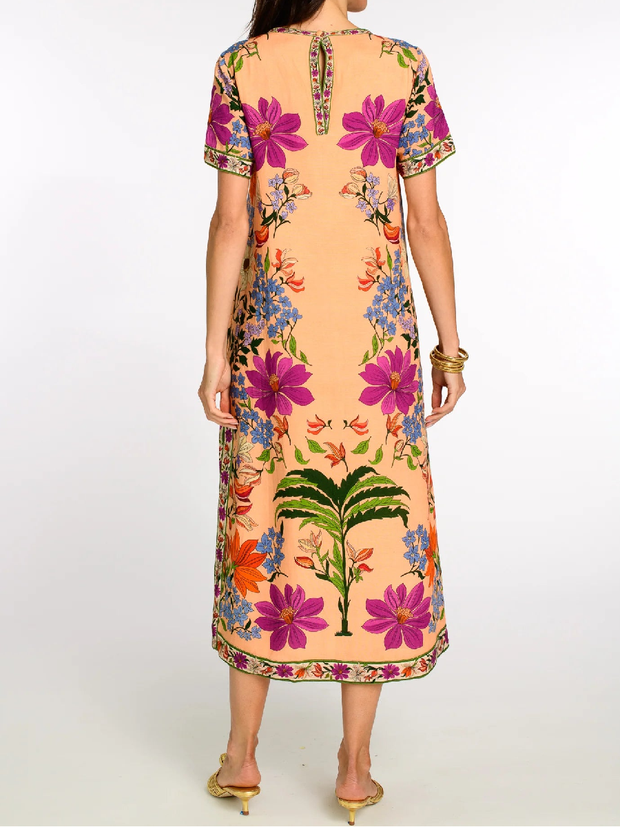 Peach Tapestry Tess Midi Dress