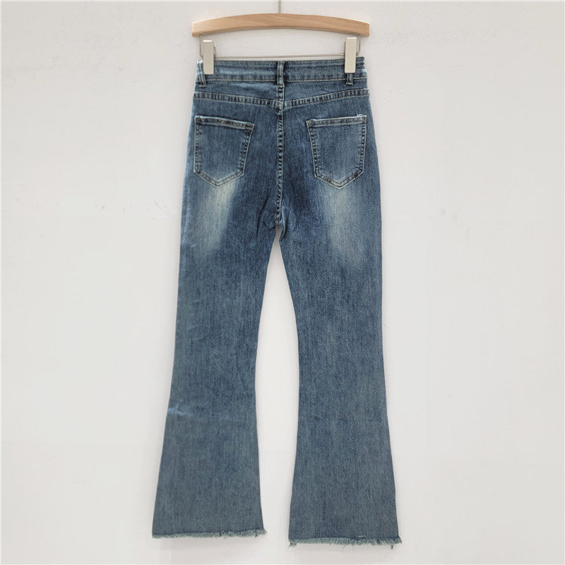 Hot-Drilled Hollow Embroidered Jeans