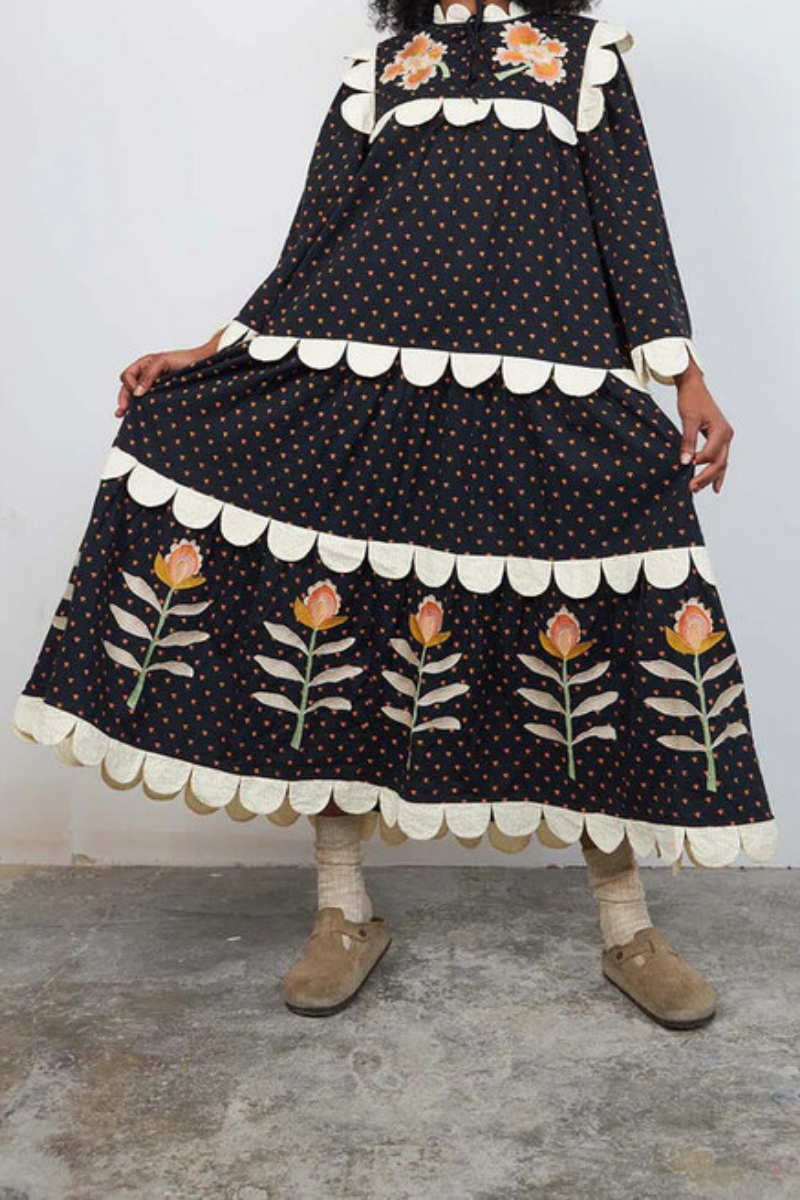 Lace Printed Midi Dress