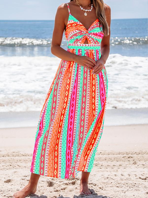 Women's Colorful Striped Holiday Sling Dress