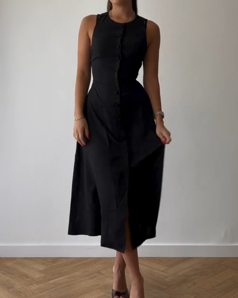Solid Color Sleeveless Slim Dress