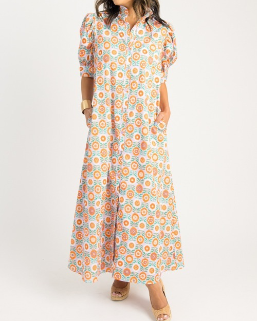 Floral Button Midi Dress