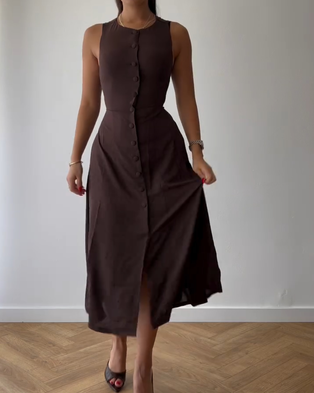 Solid Color Sleeveless Slim Dress