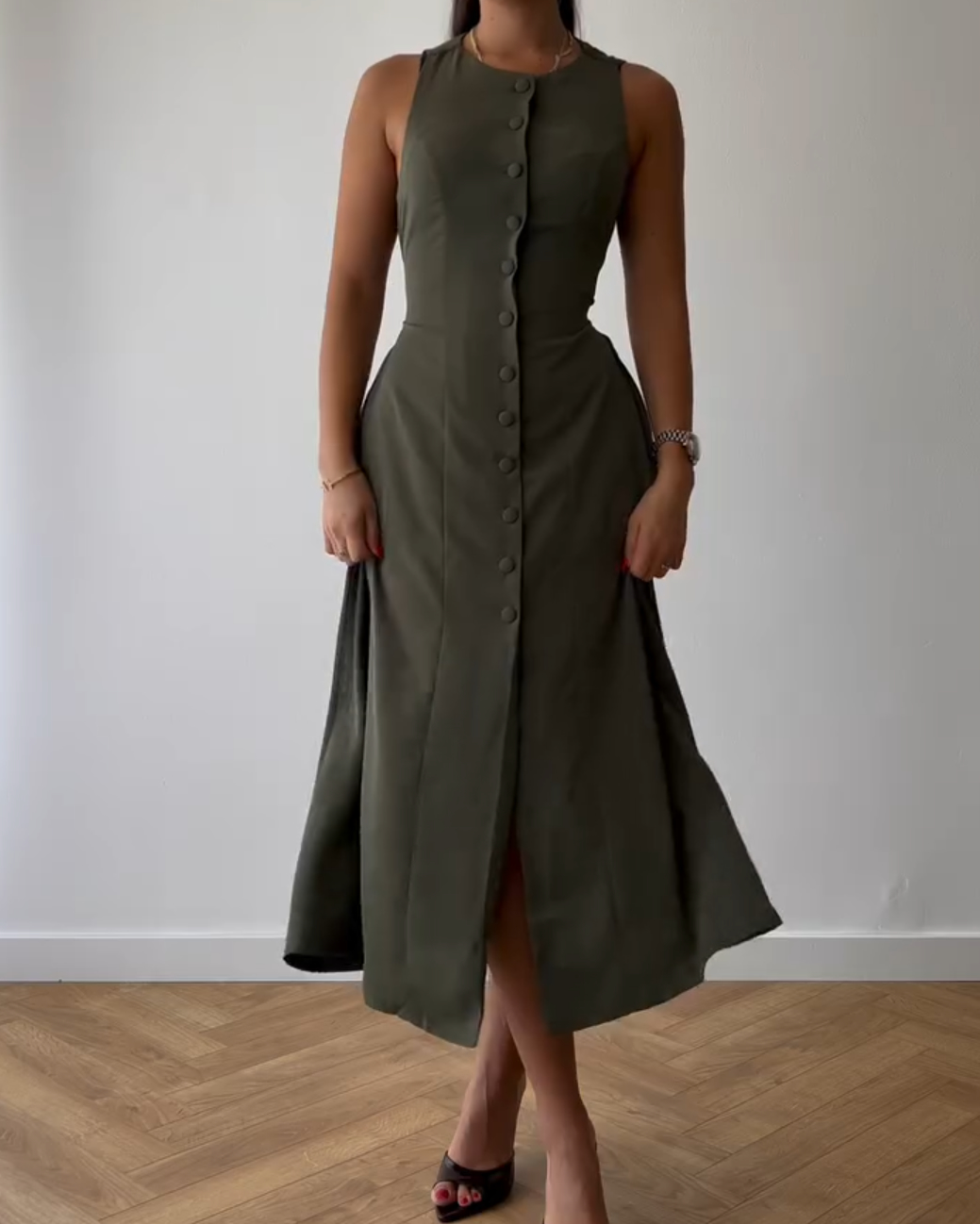 Solid Color Sleeveless Slim Dress