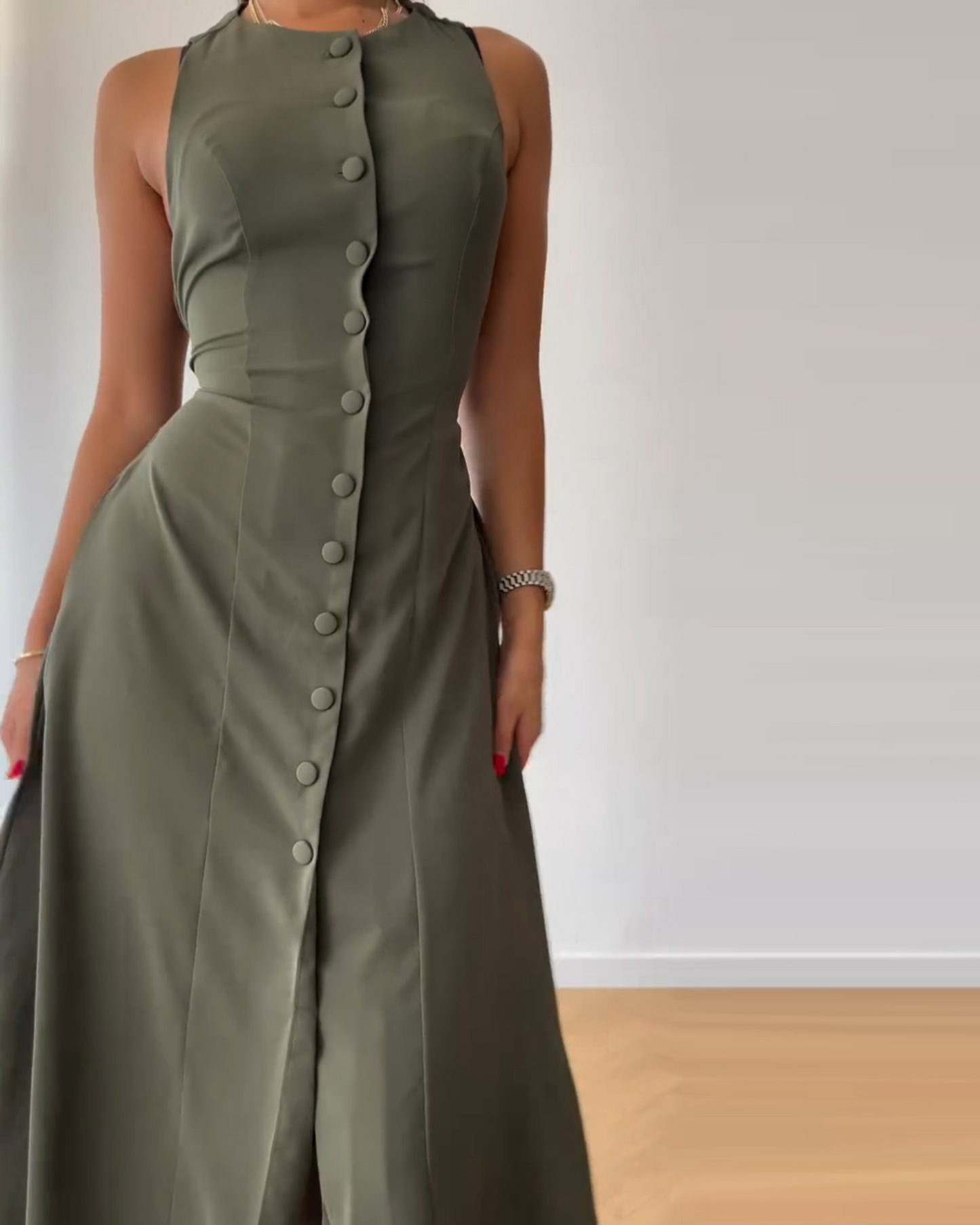 Solid Color Sleeveless Slim Dress