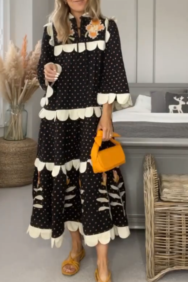 Lace Printed Midi Dress
