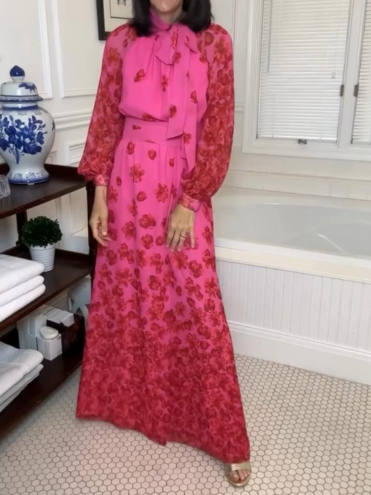 Fashion Flower Pink Gauze Dress