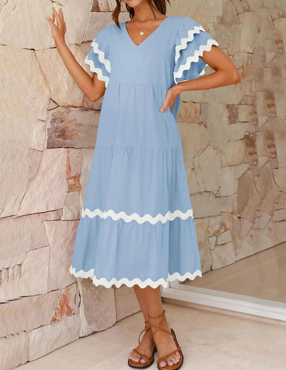 Vacation Style V-neck Dress