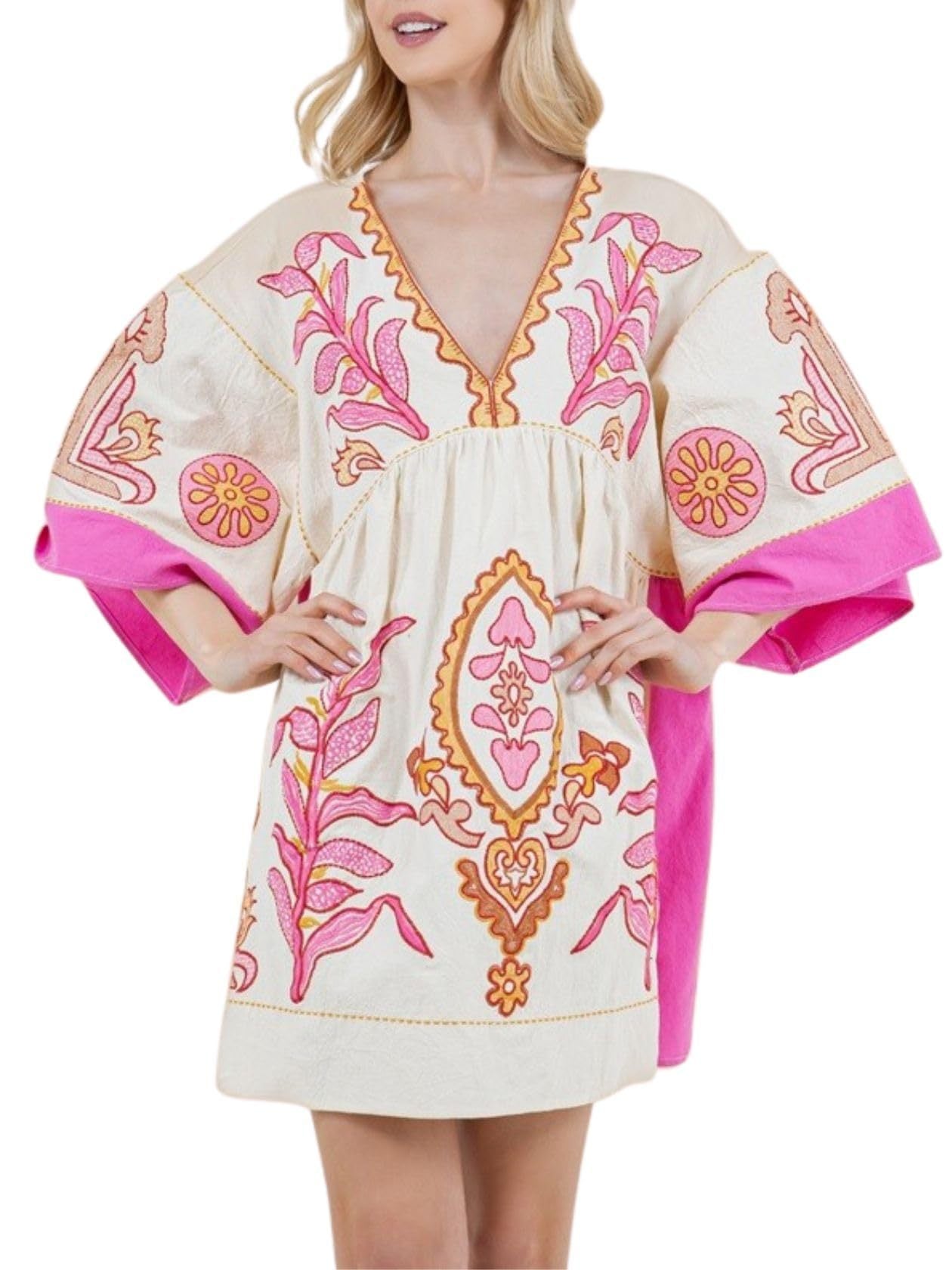 V-neck Bohemian Print Dress