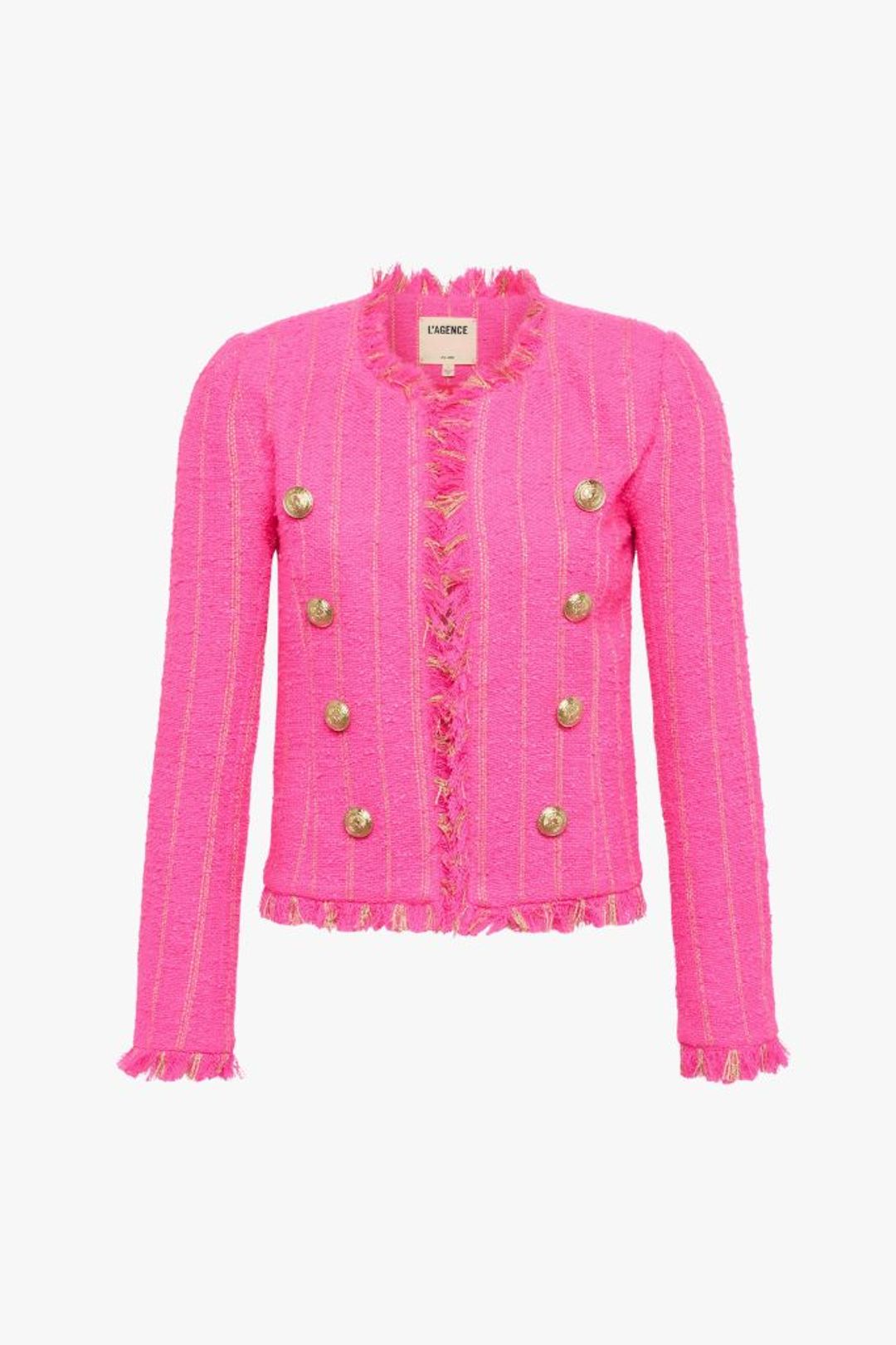 Tweed Jacket in Shocking Pink & Gold Stripe