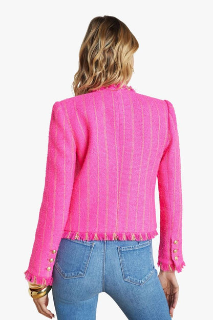 Tweed Jacket in Shocking Pink & Gold Stripe