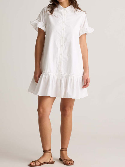Short Sleeve Ruffle Shirt Dress