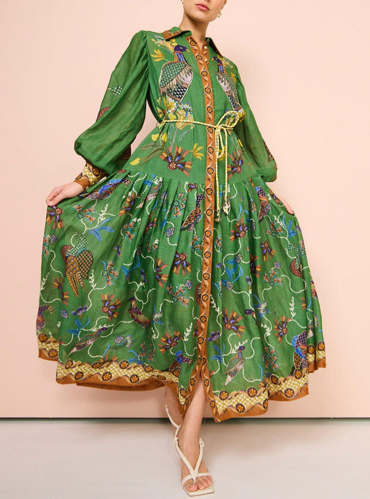 Green vintage peacock dress