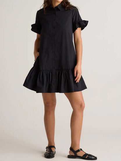 Short Sleeve Ruffle Shirt Dress