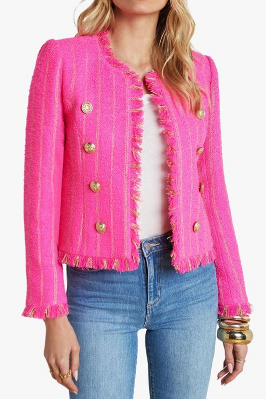 Tweed Jacket in Shocking Pink & Gold Stripe