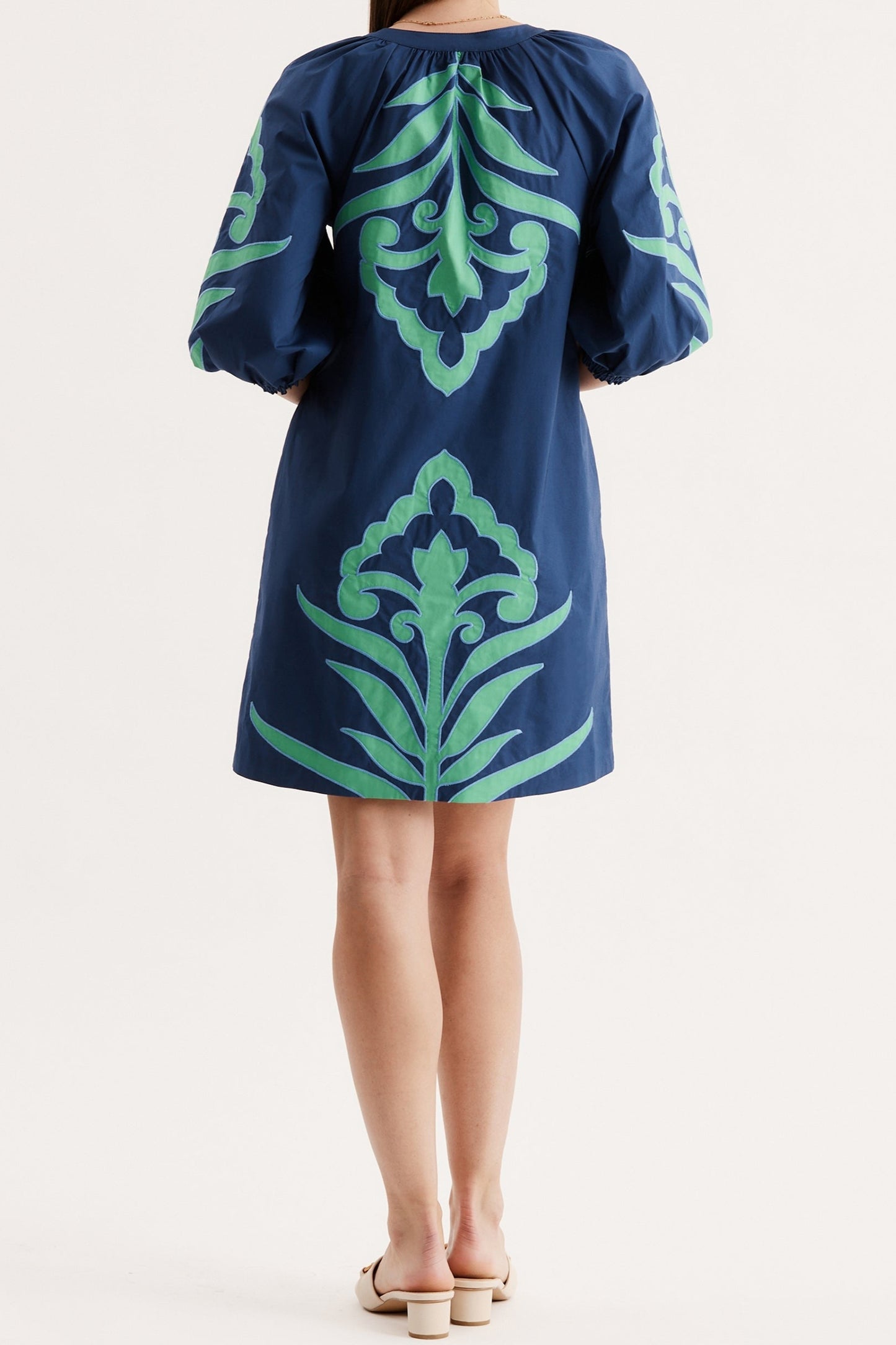 Chic Navy Pattern Casual Dress