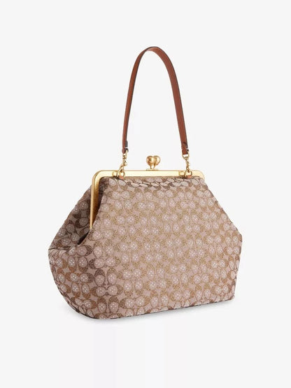 Frame Crystal Jacquard Shoulder Clutch Bag