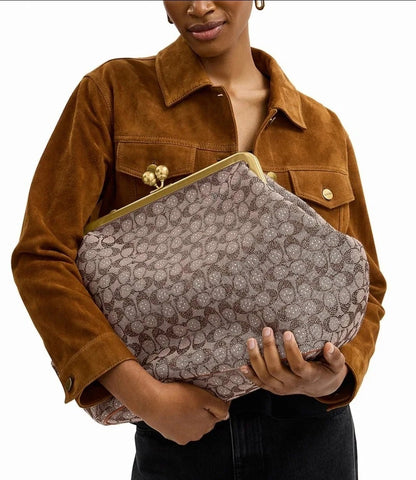 Frame Crystal Jacquard Shoulder Clutch Bag