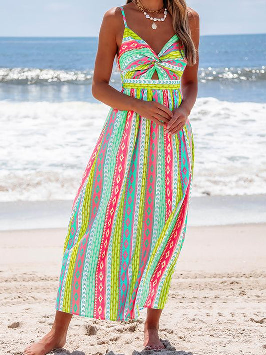 Women's Colorful Striped Holiday Sling Dress