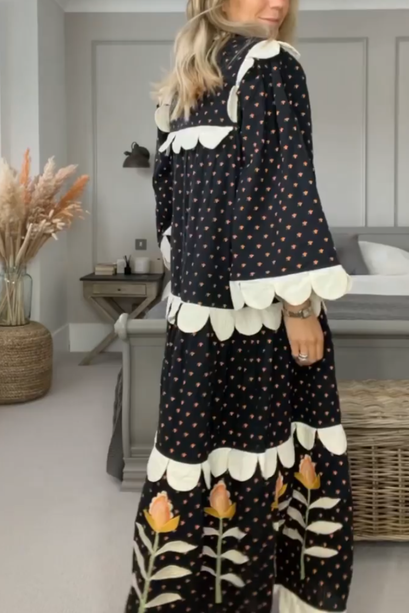 Lace Printed Midi Dress