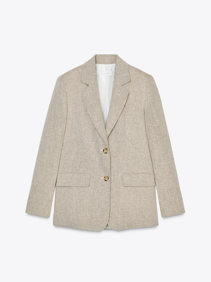 Straight Blazer with Padded Shoulders