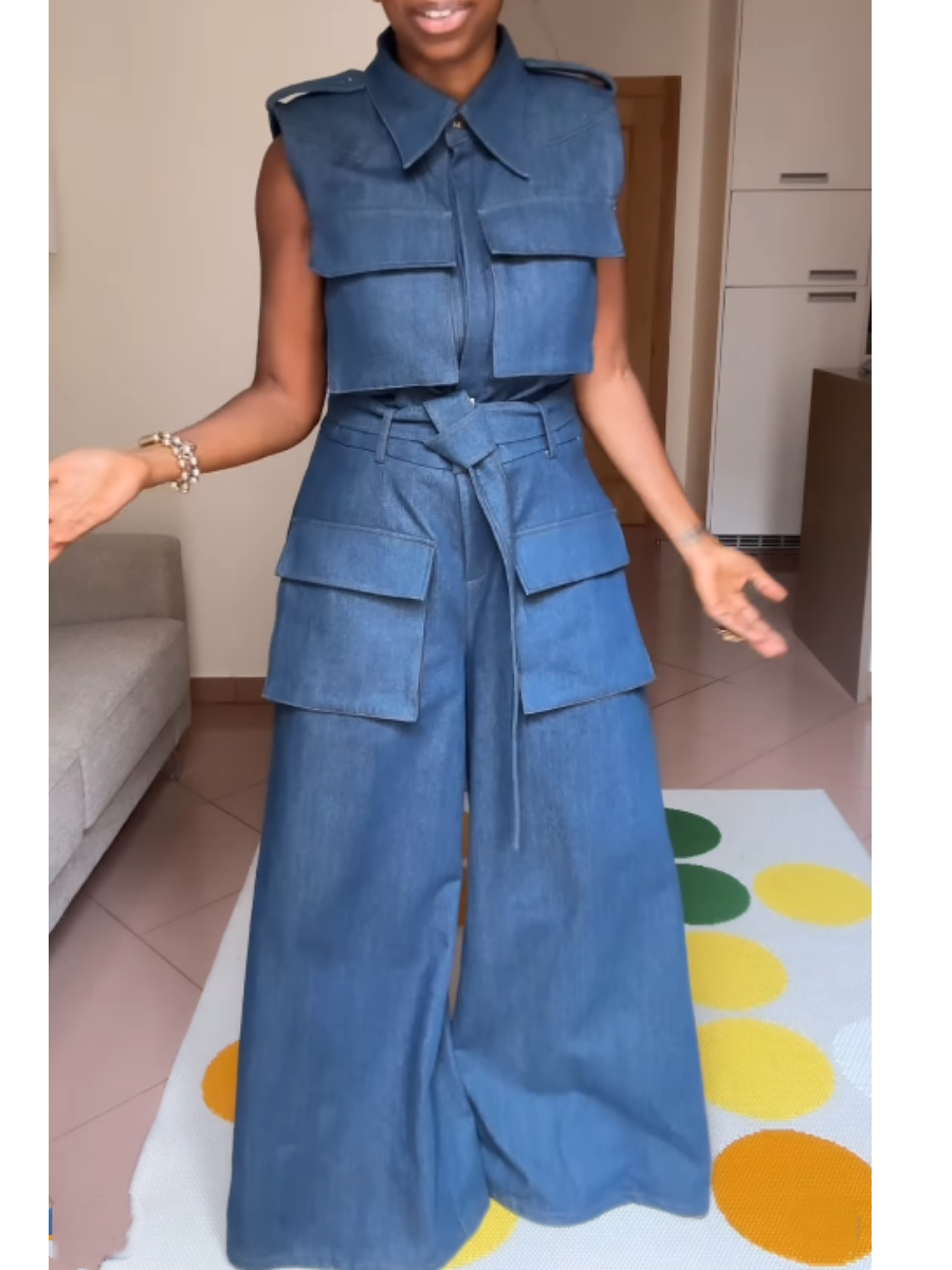 Sleeveless Denim Jumpsuit