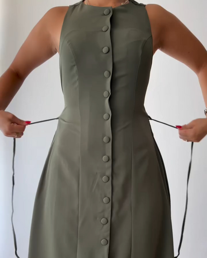 Solid Color Sleeveless Slim Dress