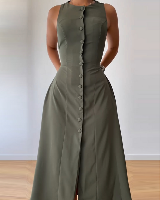 Solid Color Sleeveless Slim Dress