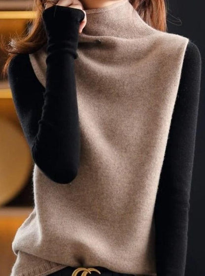 Mod Color Block Turtleneck Sweater