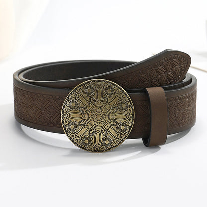 Vintage Round Alloy Engraved Belt