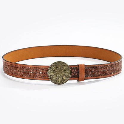 Vintage Round Alloy Engraved Belt