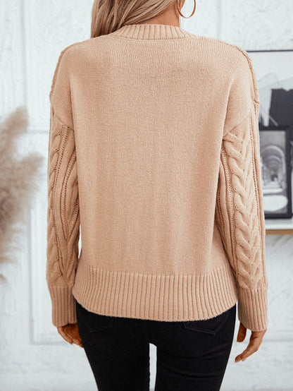 Women's Loose Solid Color Twist Sweater