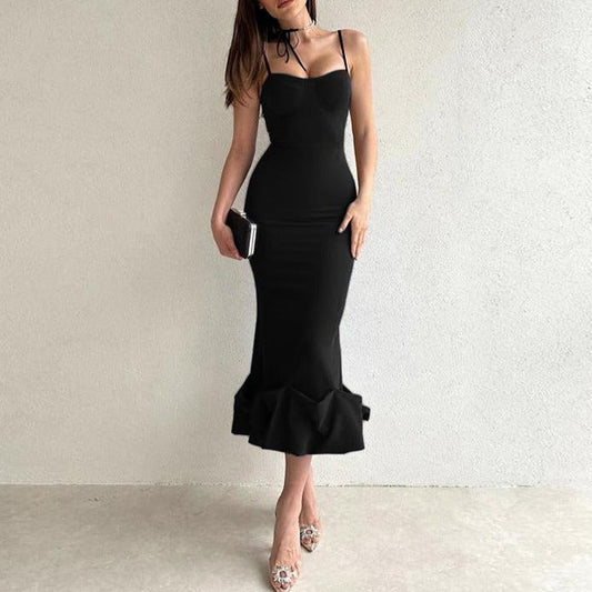 Elegant Solid Color Slip Dress