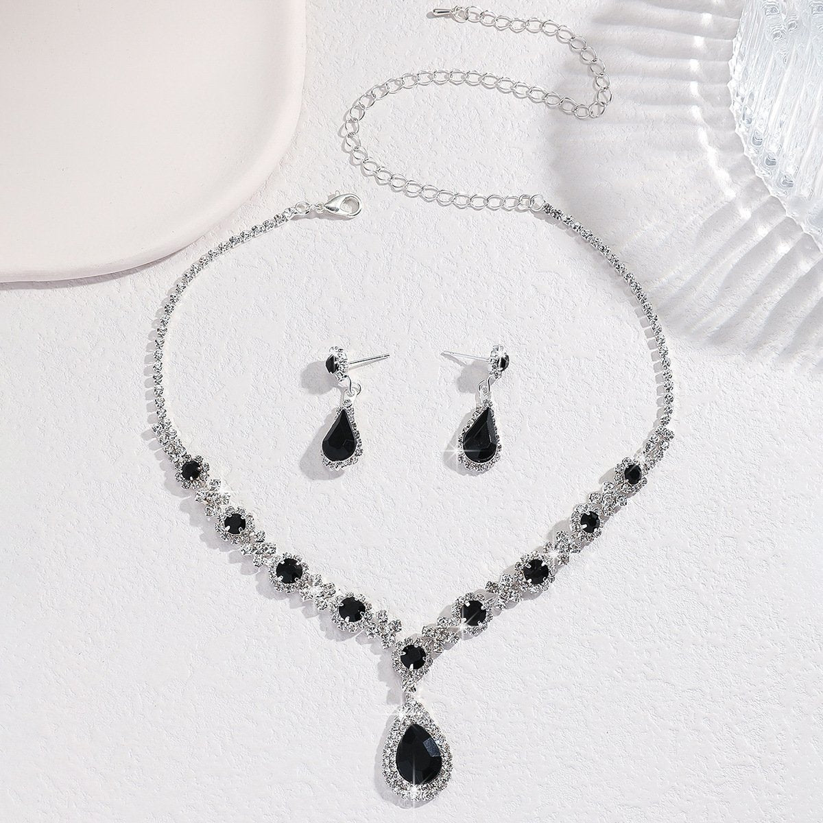 Silver Plated Stand Crystal Jewelry Set