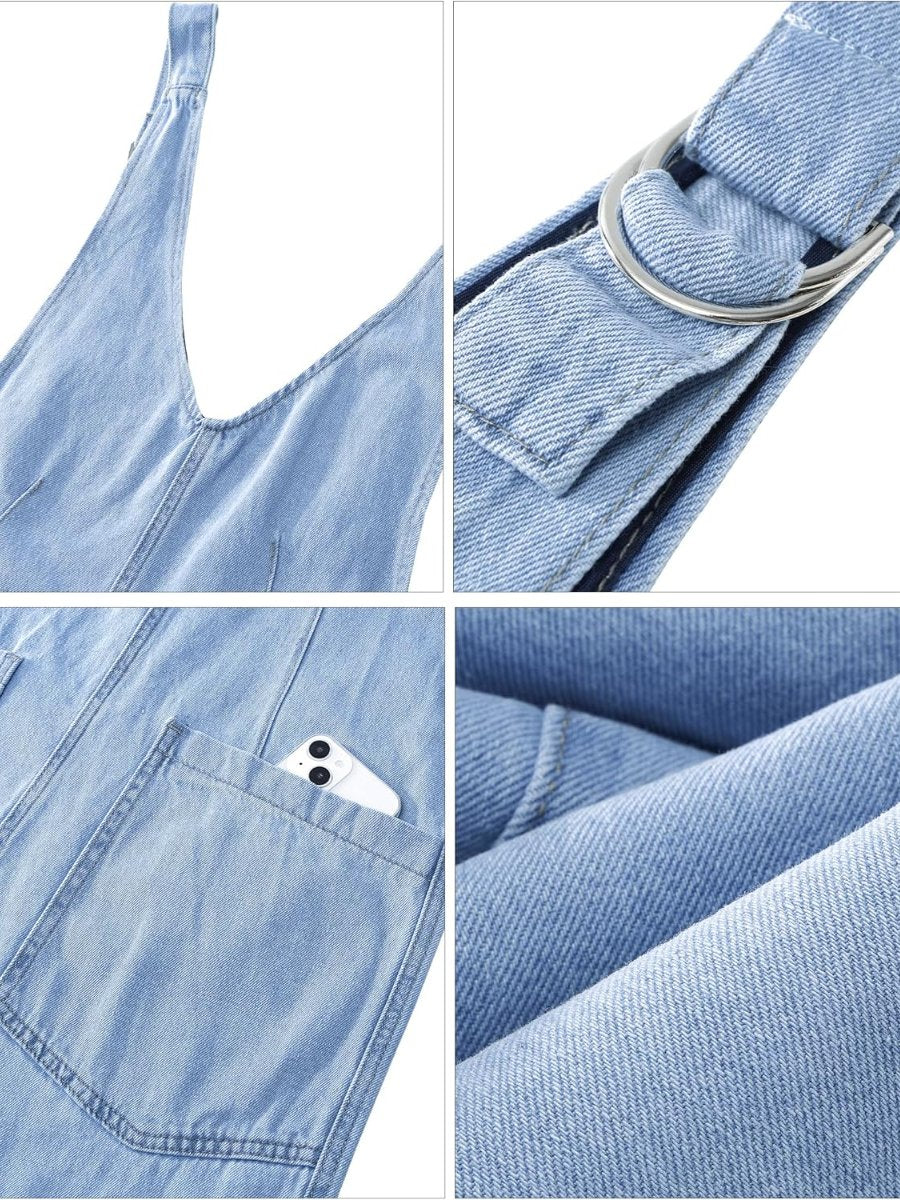 Women's Casual Loose Sleeveless Denim Jumpsuit